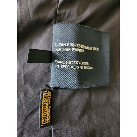 Cole Haan Quilted Coat Black Belted Trench Jacket W/ Lamb Skin Trim Women's L - Picture 6 of 9